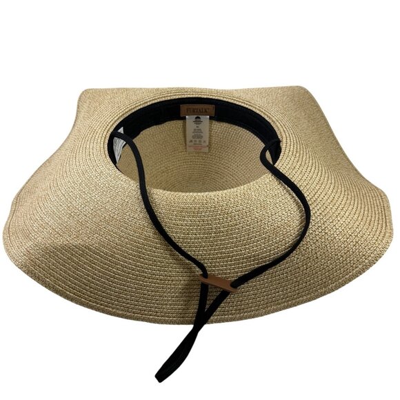Furtalk Floppy Beach Straw Sun Hat Wide Brim UPF 80+ Protection Packable Travel - Picture 8 of 11